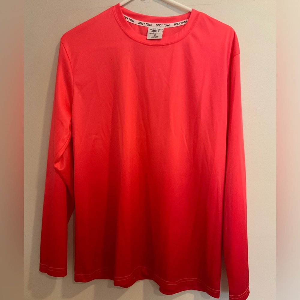 Spicy Tuna Fishing Shirt.  Men’s M.  Pink to Red Hombre.